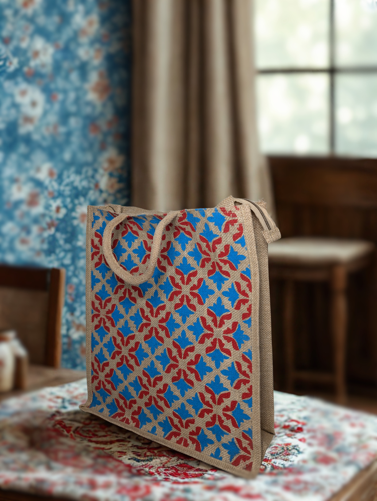 Floral Motif Jute Bag