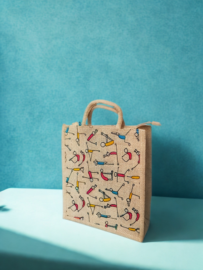 Yoga Motif Jute Bag