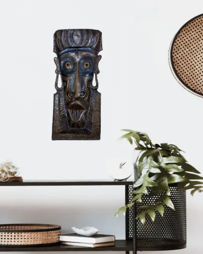 [JO004] Zambian Copper Tiki Tribal African Mask