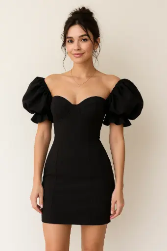 [M003] Puff Sleeve Dress